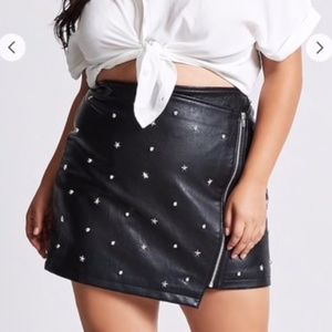 Plus Size 3X Star Studded Faux Leather Skirt